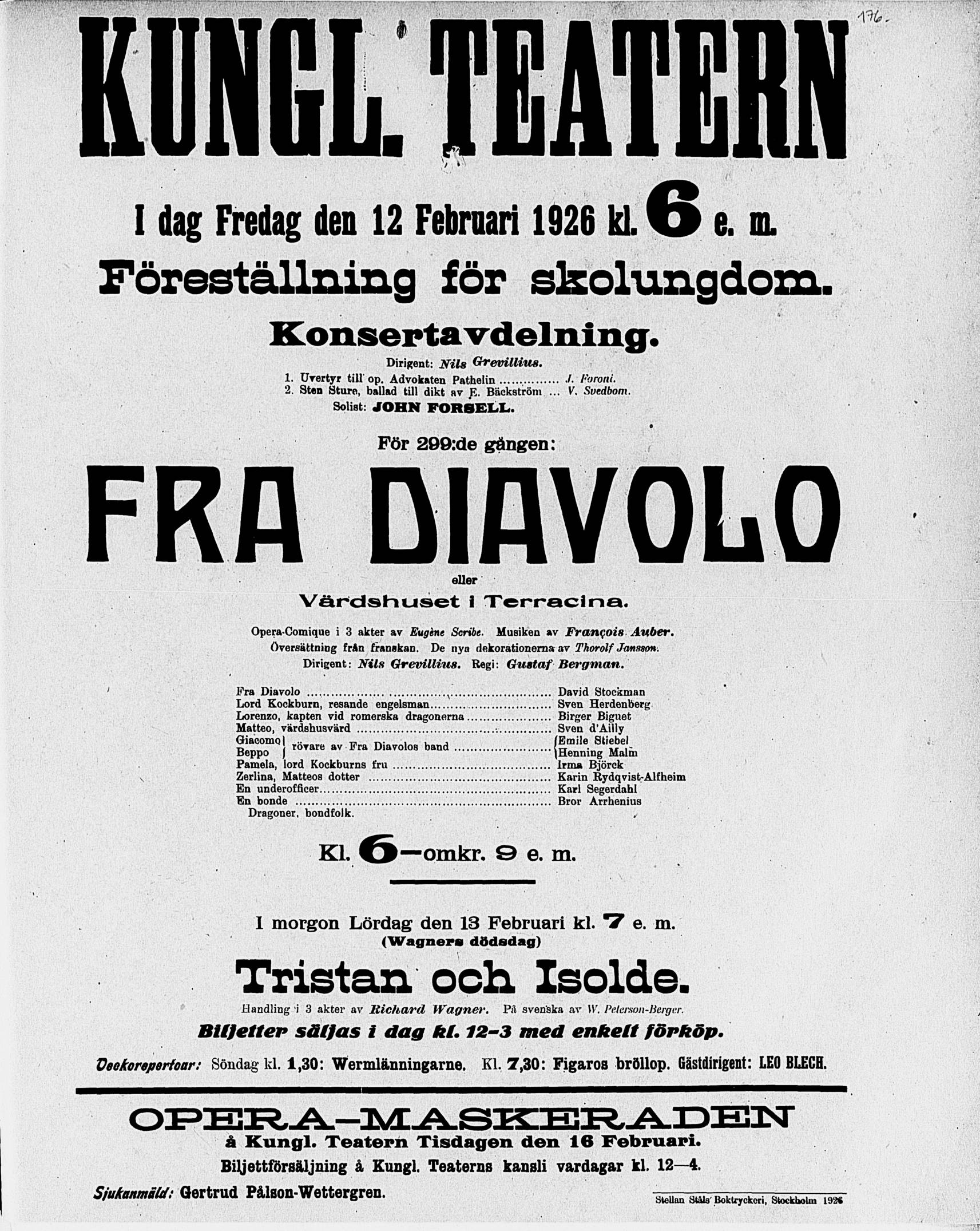 Dagens affisch för ca hundra år sedan